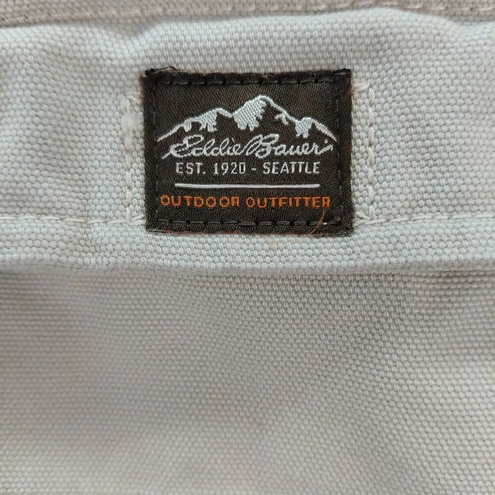 Eddie Bauer Ranger Jean Men 34x32 Beige Double Knee Canvas Heavyweight Work Pant